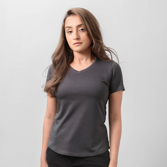 Women's Supima Air V-Neck - Asphalt
